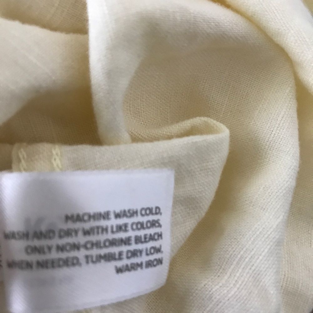 Old navy mens linen cotton blend yellow button down shirt - Picture 7 of 9